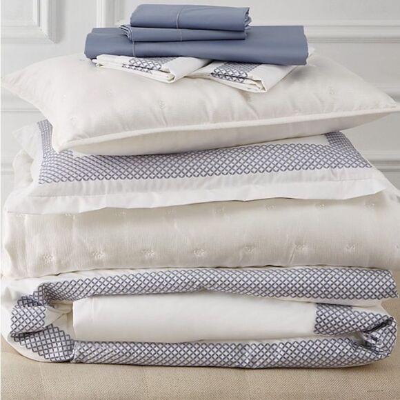 Hudson Park Collection 500TC Embroidered Geo Duvet Cover, Twin - Picture 3 of 5